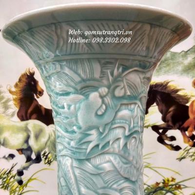 BÌNH MEN NGỌC THANH LONG CƯỠI MÂY VƯỢT BIỂN